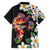 Hawaiian Lei Day Family Matching Off Shoulder Short Dress and Hawaiian Shirt Plumeria and Turtle with Polynesian Tribal Pattern