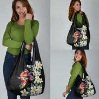 Hawaiian Lei Day Grocery Bag Plumeria and Turtle with Polynesian Tribal Pattern LT03 - Polynesian Pride
