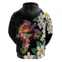 Hawaiian Lei Day Hoodie Plumeria and Turtle with Polynesian Tribal Pattern LT03 - Polynesian Pride