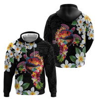 Hawaiian Lei Day Hoodie Plumeria and Turtle with Polynesian Tribal Pattern LT03 - Polynesian Pride
