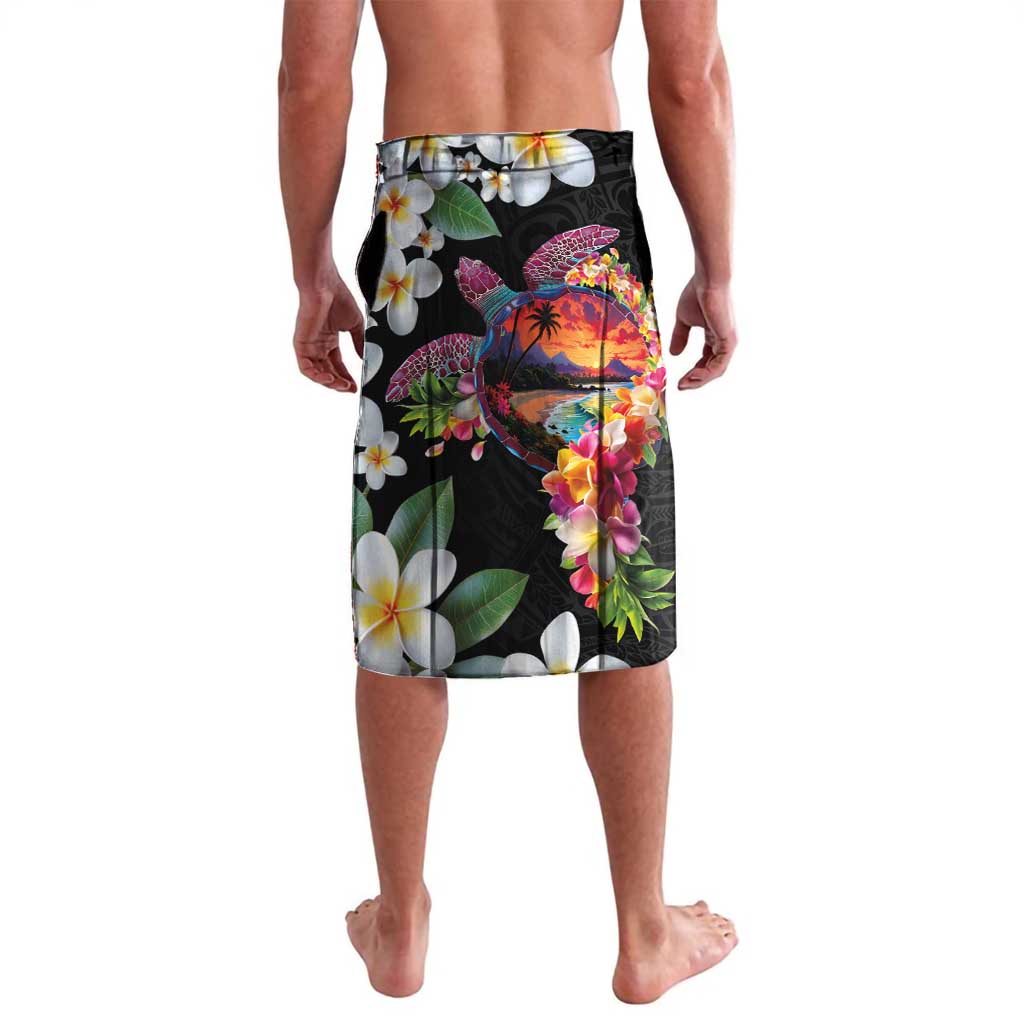 Hawaiian Lei Day Lavalava Plumeria and Turtle with Polynesian Tribal Pattern LT03 - Polynesian Pride