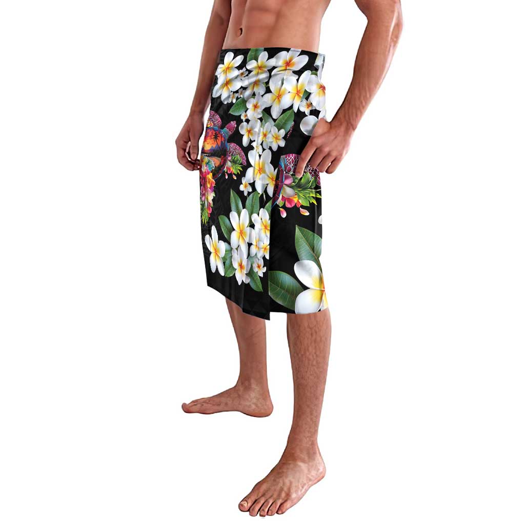 Hawaiian Lei Day Lavalava Plumeria and Turtle with Polynesian Tribal Pattern LT03 - Polynesian Pride