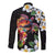 Hawaiian Lei Day Long Sleeve Button Shirt Plumeria and Turtle with Polynesian Tribal Pattern