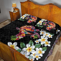 Hawaiian Lei Day Quilt Bed Set Plumeria and Turtle with Polynesian Tribal Pattern LT03 - Polynesian Pride