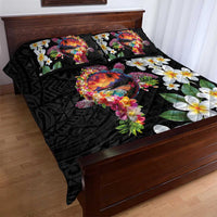 Hawaiian Lei Day Quilt Bed Set Plumeria and Turtle with Polynesian Tribal Pattern LT03 - Polynesian Pride