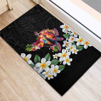 Hawaiian Lei Day Rubber Doormat Plumeria and Turtle with Polynesian Tribal Pattern LT03 - Polynesian Pride