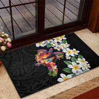 Hawaiian Lei Day Rubber Doormat Plumeria and Turtle with Polynesian Tribal Pattern LT03 - Polynesian Pride