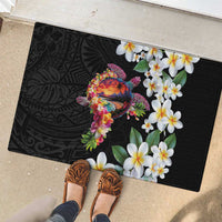 Hawaiian Lei Day Rubber Doormat Plumeria and Turtle with Polynesian Tribal Pattern LT03 - Polynesian Pride