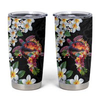 Hawaiian Lei Day Tumbler Cup Plumeria and Turtle with Polynesian Tribal Pattern LT03 Black - Polynesian Pride