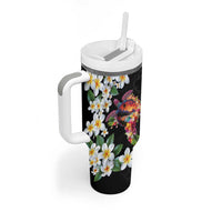 Hawaiian Lei Day Tumbler With Handle Plumeria and Turtle with Polynesian Tribal Pattern LT03 - Polynesian Pride