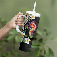 Hawaiian Lei Day Tumbler With Handle Plumeria and Turtle with Polynesian Tribal Pattern LT03 - Polynesian Pride