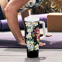 Hawaiian Lei Day Tumbler With Handle Plumeria and Turtle with Polynesian Tribal Pattern LT03 - Polynesian Pride