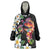 Hawaiian Lei Day Wearable Blanket Hoodie Plumeria and Turtle with Polynesian Tribal Pattern