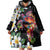 Hawaiian Lei Day Wearable Blanket Hoodie Plumeria and Turtle with Polynesian Tribal Pattern