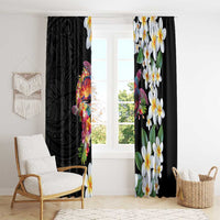 Hawaiian Lei Day Window Curtain Plumeria and Turtle with Polynesian Tribal Pattern LT03 - Polynesian Pride
