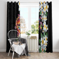 Hawaiian Lei Day Window Curtain Plumeria and Turtle with Polynesian Tribal Pattern LT03 - Polynesian Pride