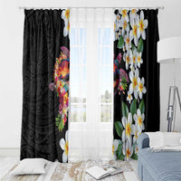 Hawaiian Lei Day Window Curtain Plumeria and Turtle with Polynesian Tribal Pattern LT03 - Polynesian Pride