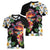 Hawaiian Lei Day Women V-Neck T-Shirt Plumeria and Turtle with Polynesian Tribal Pattern