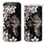 Hawaiian Lei Day 4 in 1 Can Cooler Tumbler Plumeria and Turtle with Polynesian Tribal Pattern Grayscale Color