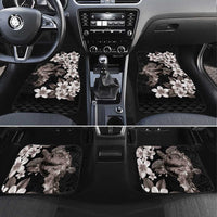 Hawaiian Lei Day Car Mats Plumeria and Turtle with Polynesian Tribal Pattern Grayscale Color LT03 Set 4pcs Black - Polynesian Pride