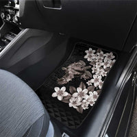 Hawaiian Lei Day Car Mats Plumeria and Turtle with Polynesian Tribal Pattern Grayscale Color LT03 - Polynesian Pride