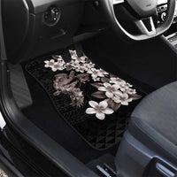 Hawaiian Lei Day Car Mats Plumeria and Turtle with Polynesian Tribal Pattern Grayscale Color LT03 - Polynesian Pride