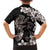 Hawaiian Lei Day Family Matching Short Sleeve Bodycon Dress and Hawaiian Shirt Plumeria and Turtle with Polynesian Tribal Pattern Grayscale Color