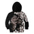 Hawaiian Lei Day Kid Hoodie Plumeria and Turtle with Polynesian Tribal Pattern Grayscale Color