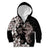 Hawaiian Lei Day Kid Hoodie Plumeria and Turtle with Polynesian Tribal Pattern Grayscale Color