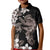 Hawaiian Lei Day Kid Polo Shirt Plumeria and Turtle with Polynesian Tribal Pattern Grayscale Color