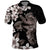 Hawaiian Lei Day Polo Shirt Plumeria and Turtle with Polynesian Tribal Pattern Grayscale Color