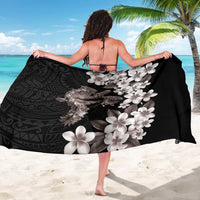 Hawaiian Lei Day Sarong Plumeria and Turtle with Polynesian Tribal Pattern Grayscale Color LT03 - Polynesian Pride