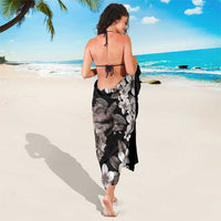 Hawaiian Lei Day Sarong Plumeria and Turtle with Polynesian Tribal Pattern Grayscale Color LT03 - Polynesian Pride