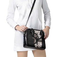 Hawaiian Lei Day Shoulder Handbag Plumeria and Turtle with Polynesian Tribal Pattern Grayscale Color LT03 - Polynesian Pride