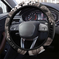 Hawaiian Lei Day Steering Wheel Cover Plumeria and Turtle with Polynesian Tribal Pattern Grayscale Color LT03 - Polynesian Pride