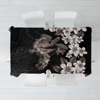 Hawaiian Lei Day Tablecloth Plumeria and Turtle with Polynesian Tribal Pattern Grayscale Color LT03 Black - Polynesian Pride