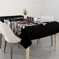 Hawaiian Lei Day Tablecloth Plumeria and Turtle with Polynesian Tribal Pattern Grayscale Color LT03 - Polynesian Pride