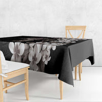 Hawaiian Lei Day Tablecloth Plumeria and Turtle with Polynesian Tribal Pattern Grayscale Color LT03 - Polynesian Pride
