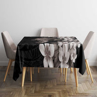 Hawaiian Lei Day Tablecloth Plumeria and Turtle with Polynesian Tribal Pattern Grayscale Color LT03 - Polynesian Pride