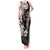 Hawaiian Lei Day Tank Maxi Dress Plumeria and Turtle with Polynesian Tribal Pattern Grayscale Color