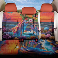Hawaiian Lei Day Back Car Seat Cover Dolphins with Colorful Corals and Romantic Sunset LT03 One Size Orange - Polynesian Pride