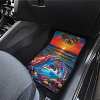 Hawaiian Lei Day Car Mats Dolphins with Colorful Corals and Romantic Sunset LT03 - Polynesian Pride