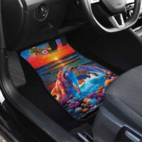 Hawaiian Lei Day Car Mats Dolphins with Colorful Corals and Romantic Sunset LT03 - Polynesian Pride