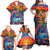 Hawaiian Lei Day Family Matching Off Shoulder Maxi Dress and Hawaiian Shirt Dolphins with Colorful Corals and Romantic Sunset