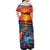 Hawaiian Lei Day Family Matching Off Shoulder Maxi Dress and Hawaiian Shirt Dolphins with Colorful Corals and Romantic Sunset