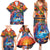 Hawaiian Lei Day Family Matching Summer Maxi Dress and Hawaiian Shirt Dolphins with Colorful Corals and Romantic Sunset