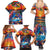 Hawaiian Lei Day Family Matching Summer Maxi Dress and Hawaiian Shirt Dolphins with Colorful Corals and Romantic Sunset