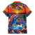 Hawaiian Lei Day Family Matching Summer Maxi Dress and Hawaiian Shirt Dolphins with Colorful Corals and Romantic Sunset