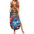 Hawaiian Lei Day Family Matching Summer Maxi Dress and Hawaiian Shirt Dolphins with Colorful Corals and Romantic Sunset