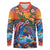 Hawaiian Lei Day Long Sleeve Polo Shirt Dolphins with Colorful Corals and Romantic Sunset